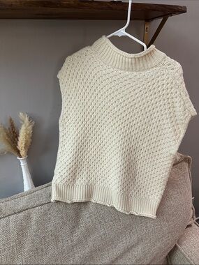 Hand-crafted Cream Knit Sleeveless Sweater